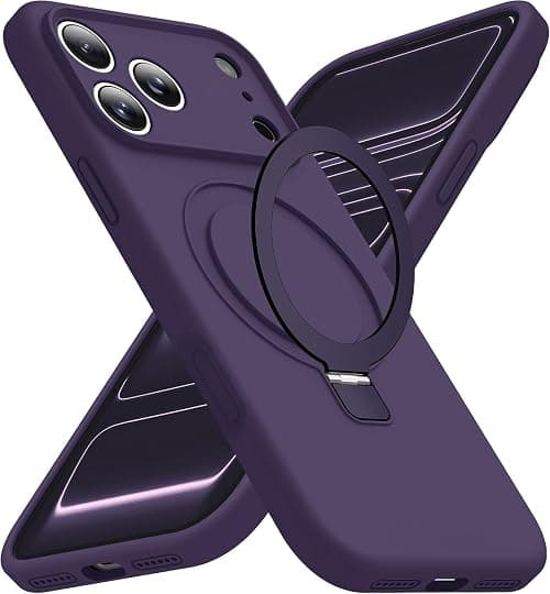 ELEPIK for iPhone 18 Pro Max/iPhone 17 Pro Max Case with Adjustable Ring Stand, [Premium Liquid Silicone Material] [Compatible with MagSafe] [Wireless Charging Compatible] Phone Case, Dark Purple على Amazon.ae - متتبع الأسعار