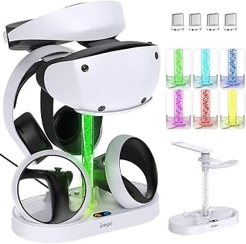 Charging Station with Colorful LED Lights for PS VR2, Charging Dock with 4 Magnetic Charging Connectors, LED Indicators and Headset All-in-One Stand for Playstation VR2 on Amazon.ae - Price Tracker
