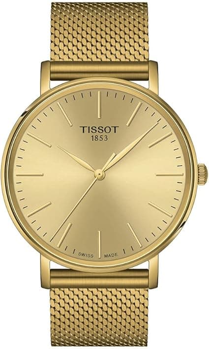 Tissot Mens Everytime Gent 316L Stainless Steel case with Yellow Gold PVD Coating Quartz Watch, Yellow, Stainless Steel, 20 (T1434103302100), Gold on Amazon.ae - Price Tracker