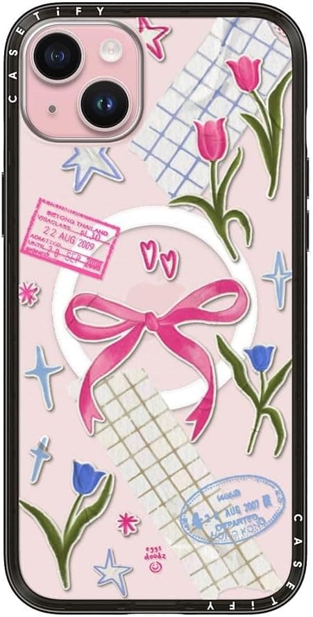 CASETiFY Compact iPhone 15 Plus Case [Slim and Sleek/Compatible with Magsafe / 4 ft. 2X Military Grade Drop Protection] - Ribbons and Tulips - Clear Black on Amazon.ae - Price Tracker