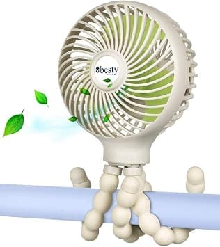 Portable Mini Handheld Stroller Fan, 2000mAh Personal Portable Car Seat Baby Fan with Flexible Tripod,USB or Battery Powered Desk Fan with Adjustable 3 Speeds (White) على Amazon.ae - متتبع الأسعار