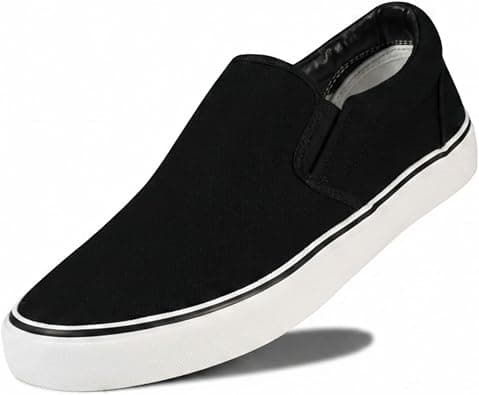 Men's Sneakers Classic Low Top Slip On Shoes Wide Canvas Skate Loafers Sneakers with Soft Insole Causal Dress Shoes for Men Comfortable Walking Shoes Slip on Sneakers for Men على Amazon.ae - متتبع الأسعار