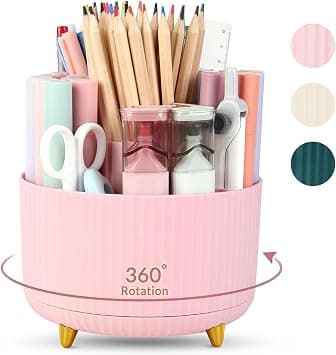 SKYDUE Modern Rotating Desk Organizer, 5-Slot Pen Holder, Pink on Amazon.ae - Price Tracker