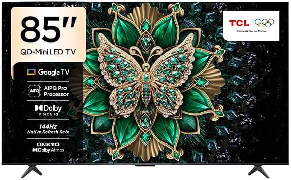 TCL 85 Inch C61K Premium QD-MiniLED 4K Smart Google TV (2026 Model) - TCL 85C61K 4K Television with AiPQ Pro Processor, HVA Panel, ONKYO 2.1 Hi-Fi System, Pro Gaming Experience, 144Hz Refresh Rate على Amazon.ae - متتبع الأسعار