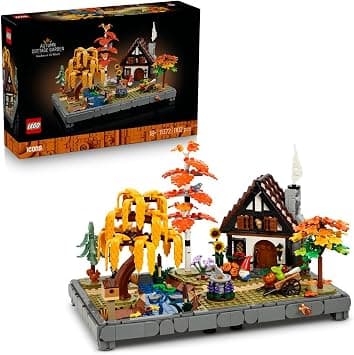 LEGO Icons Autumn Cottage Garden - Miniature Building Set for Adults - Display Model Kit w/a House, 4 Trees, Animal Figures & Flowers - DIY Room Decor - Gift Idea - 11372 - متتبع أسعار Amazon.sa