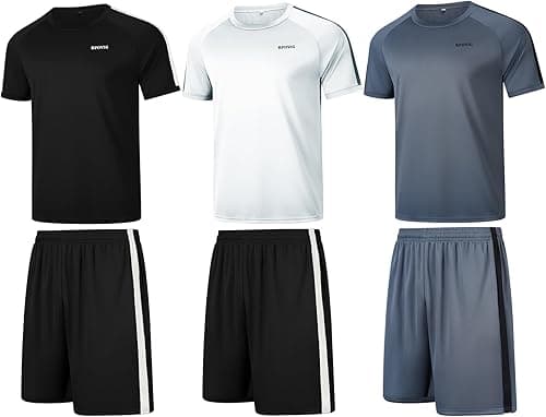 RPOVIG Shirts Shorts Workout Set:Men's 3 Pack Clothes Short set outfits Gym Active Athletic Basketball on Amazon.ae - Price Tracker