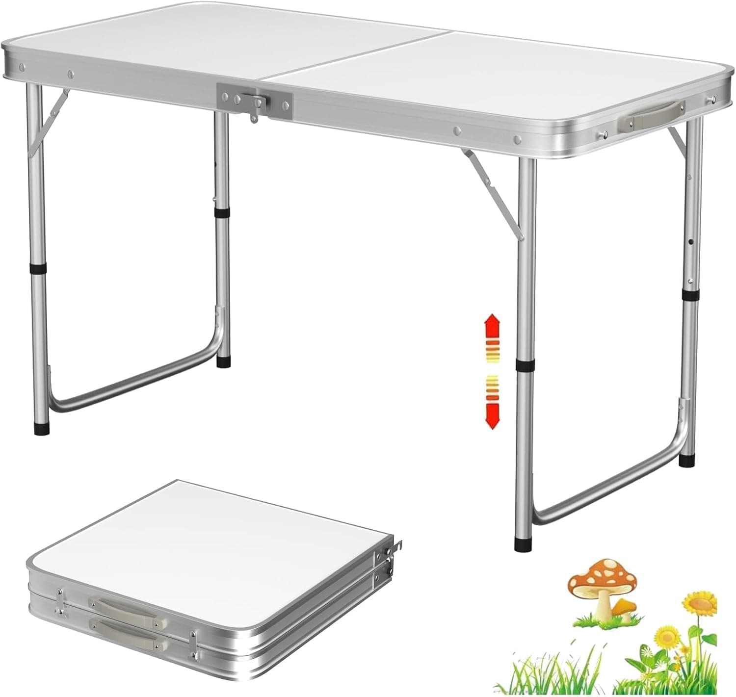 SKY-TOUCH Folding Trestle Outdoor Camping Table,Aluminum Alloy Outdoor Folding Picnic Table,Lightweight Trestle Outdoor Camping Table For BBQ Party, Folds in Half with Carry Handle,White(120×60×70cm) on Amazon.ae - Price Tracker