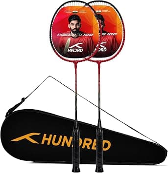 HUNDRED POWERTEK 100 (Set of 2) Badminton Racket with Full Cover - Best Deal Finder