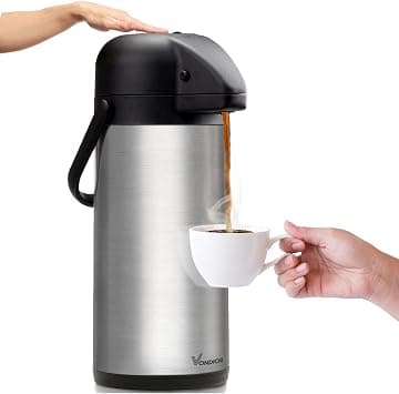 VONDIOR 85 oz (2.5L) Coffee Carafe with Pump, Insulated Stainless Steel Coffee Dispenser, Coffee Carafes for Keeping Hot/Cold, Hot Beverage Dispenser for Party على Amazon.ae - متتبع الأسعار