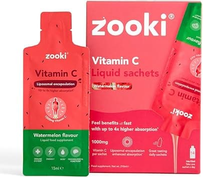 Zooki Liposomal Vitamin C 1000mg Liquid – 4X Higher Absorption – Great Taste, Sugar Free, Vegan – Alternative to High Strength Vitamin C Tablets – Immune System – Energy (Watermelon, 14 Servings) - Amazon.ae Price Tracker