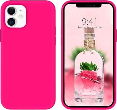 DOMAVER iPhone 12 Silicone Case, iPhone 12 Pro Phone Case Rubber Shockproof Soft Gel Microfiber Lining Full Body Protection Phone Cases for iPhone 12/iPhone 12 Pro 2021 6.1" Hot Pink على Amazon.ae - متتبع الأسعار