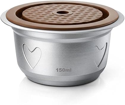 Refillable Coffee Capsule for Nespresso Vertuo, 150ml (5.07oz) Stainless Steel Reusable Coffee Pod Kit with Silicone Lid, Barcode Sticker, Tweezers, Spoon & Brush on Amazon.ae - Price Tracker