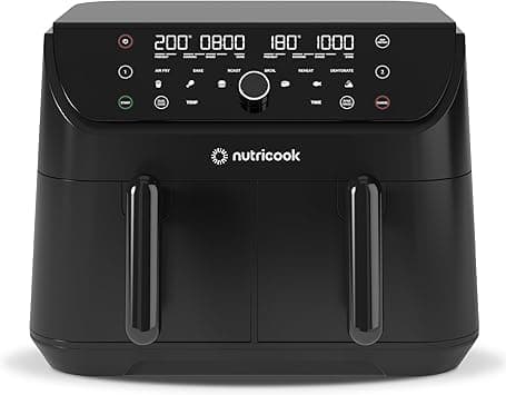 Nutricook Air Fryer Duo 2, 8.5L Independently Controlled Dual Baskets, Air Fry, Bake, Roast, Broil, Reheat & Dehydrate, 6 Presets, AFD185, Black, 2400 Watts, 2 Years limited Warranty on Amazon.ae - Price Tracker