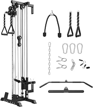 Wall Mount Cable Station, Cable Crossover Machine with Dual Pulley System and 18 Adjustable Positions for Home Gym Fitness Equipment - Best Deal Finder