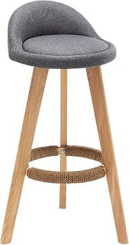 Beauenty Bar Chairs with Upholstered Backs, High Chairs, Solid Wood Bar Stool, Modern Bar Stools for Bars, Cafes, Family Restaurants (Gray,60CM) على Amazon.ae - متتبع الأسعار
