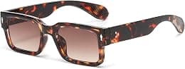 EYLRIM Square Frame Sunglasses for Women Men Trendy Chunky Rectangle Sun Glasses Black Shades UV400 Protection - Best Deal Finder