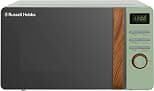 Russell Hobbs RHMD714MG-N 17 Litre Matt Green Digital Microwave with Wood Effect handle and dials' - Best Deal Finder