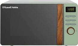 Russell Hobbs RHMD714MG-N 17 Litre Matt Green Digital Microwave with Wood Effect handle and dials' - Best Deal Finder