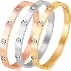 A D. ALLEN & DANMI. AD Jewelry 18 K Gold Plated Love Bangle Bracelet Stone Stainless Steel Bangle for Love … - Amazon.ae Price Tracker