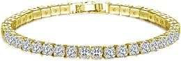 18k White Gold Plated CZ Tennis Bracelet, 4MM Cubic Zirconia Charm Bracelet for Women Men - Best Deal Finder