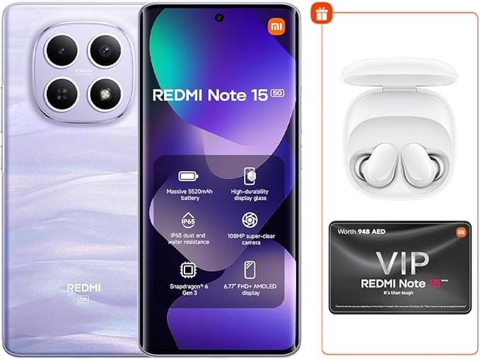 REDMI Note 15 5G Mist Purple 8G RAM 256G ROM + Bud 6 Play - Global Version on Amazon.ae - Price Tracker