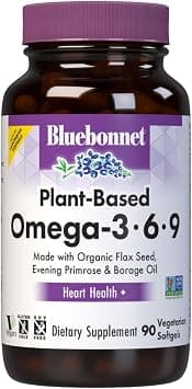 Bluebonnet Nutrition Plant Based Omega 3-6-9-1000 mg – for Heart Health* – Highly Absorbable Cold Pressed Oil – Non-GMO Project Verified, Vegan – Free of Gluten, Soy & Milk - 90 Softgels, 90 Serving - Best Deal Finder
