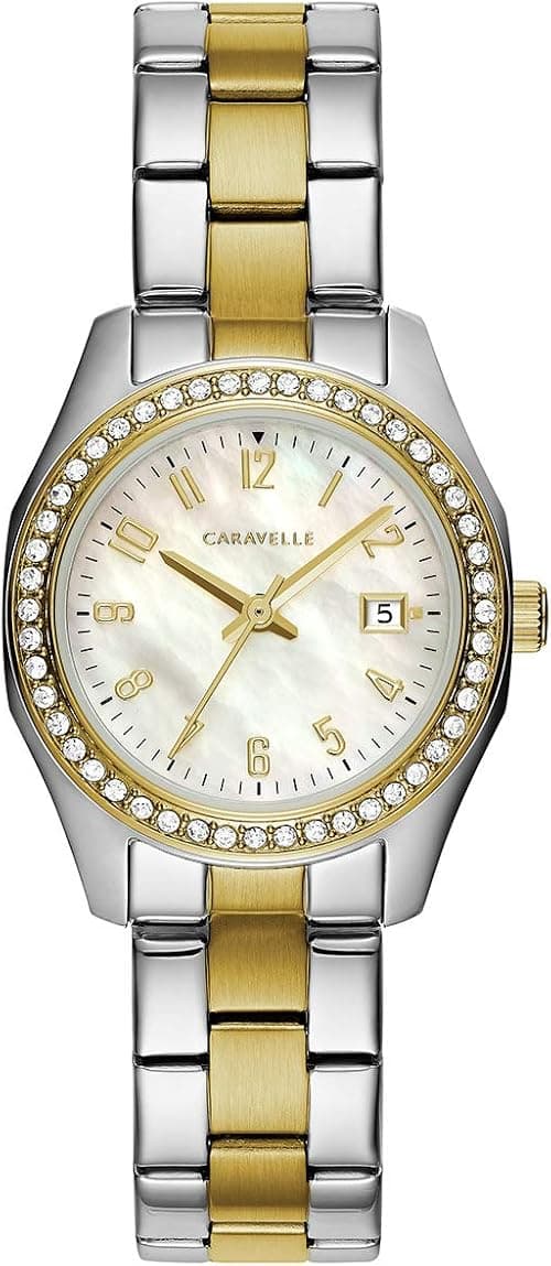Caravelle by Bulova Ladies' Petite Sport 3-Hand Date Watch, Crystal Accents, Arabic Markers, 28mm على Amazon.ae - متتبع الأسعار