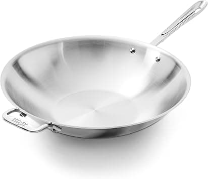 All-Clad 4414 Stainless Steel Tri-Ply Bonded Dishwasher Safe 5-Quart Open Stir Fry Pan/Cookware, Silver على Amazon.ae - متتبع الأسعار
