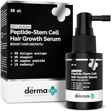 The Derma Co. 20% Actives Peptide Stem Cell Hair Growth Serum, 30ml With Foligen Analupe, Anagain, Copper Peptide, Redensyl, Reduces Hair Fall & Breakage, Promotes Healthy Scalp, All Hair Types - Best Deal Finder