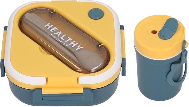 TERRIFI Bento Lunch Box, Portable Bento Box with Soup Cup Chopsticks Spoon, Reusable Lunch Containers, Microwaveable, Suitable for Office Outdoor Picnic (Blue) على Amazon.ae - متتبع الأسعار