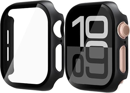 2 Pack Case Compatible with Apple Watch Series 11 Series 10 42mm, with Tempered Glass Screen Protector, Hard PC Full Protection Cover for iWatch 42mm, Black on Amazon.ae - Price Tracker