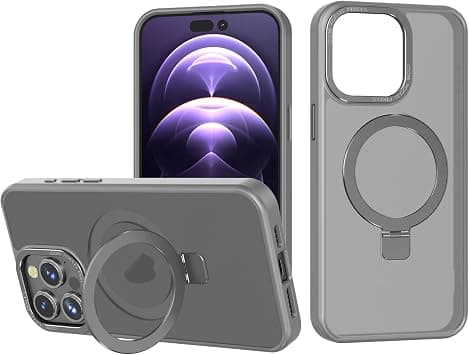 Magnetic Case Compatible with iPhone 15 Plus,Translucent Matte Back Non-slip Phone Cover Protective Shockproof with Stand,Gray على Amazon.ae - متتبع الأسعار