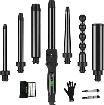 7 In1 Curling Wand Iron, PARWIN PRO BEAUTY Hair Curling Wands for Long Short Hair, Hair Curlers Wand with 7 Ceramic Barrels, LCD Display, 14 Temperature Settings, 100-230℃, Professional Salon Level on Amazon.ae - Price Tracker