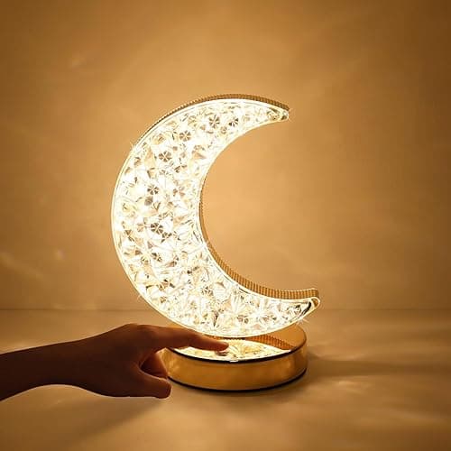Crystal Ramadan Light,Ramadan Decorations Table Lamp, Moon Shape Night Light Touch LED Nightstand Lamp Desk Lamp for Home Bedroom Living Room Table Decorations(Moon) on Amazon.ae - Price Tracker