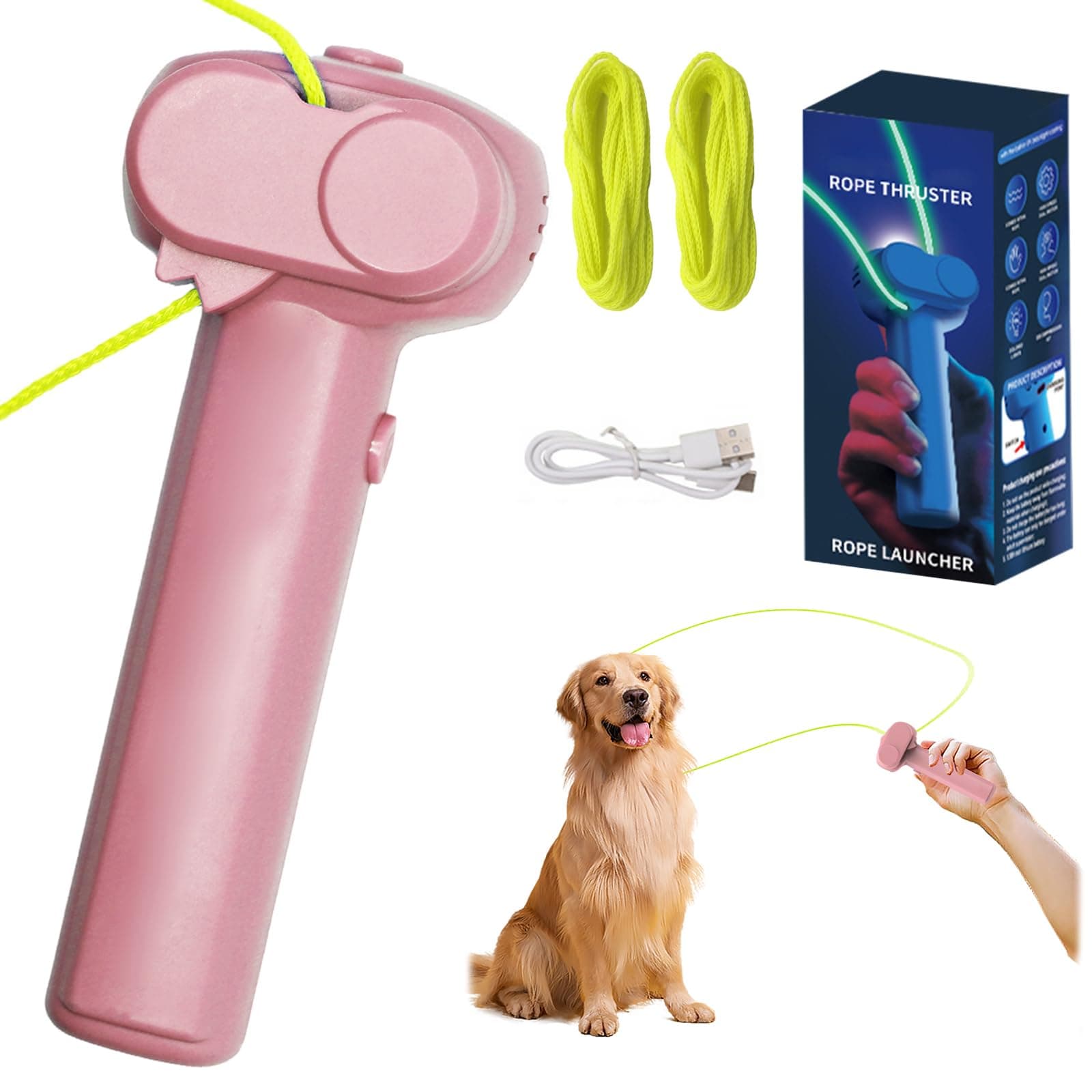 nnOuOnn Zip with 2 String Toy for Pets, Glow In The Dark Rope Launcher, Handheld Pressure Reducer Cool Stuff Outdoor Home Interaction Ideal for Pet To Gifts (Pink) on Amazon.ae - Price Tracker