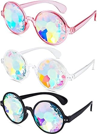 ELECDON 3 Pieces Festivals Kaleidoscope Sunglass, Rave Goggle, Glasses, Prism, for Shopping Traveling Party Accessories on Amazon - Best Deal Finder