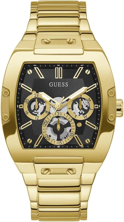 Guess US Men's Black and Gold-Tone Square Multifunction Watch, One on Amazon.ae - Price Tracker