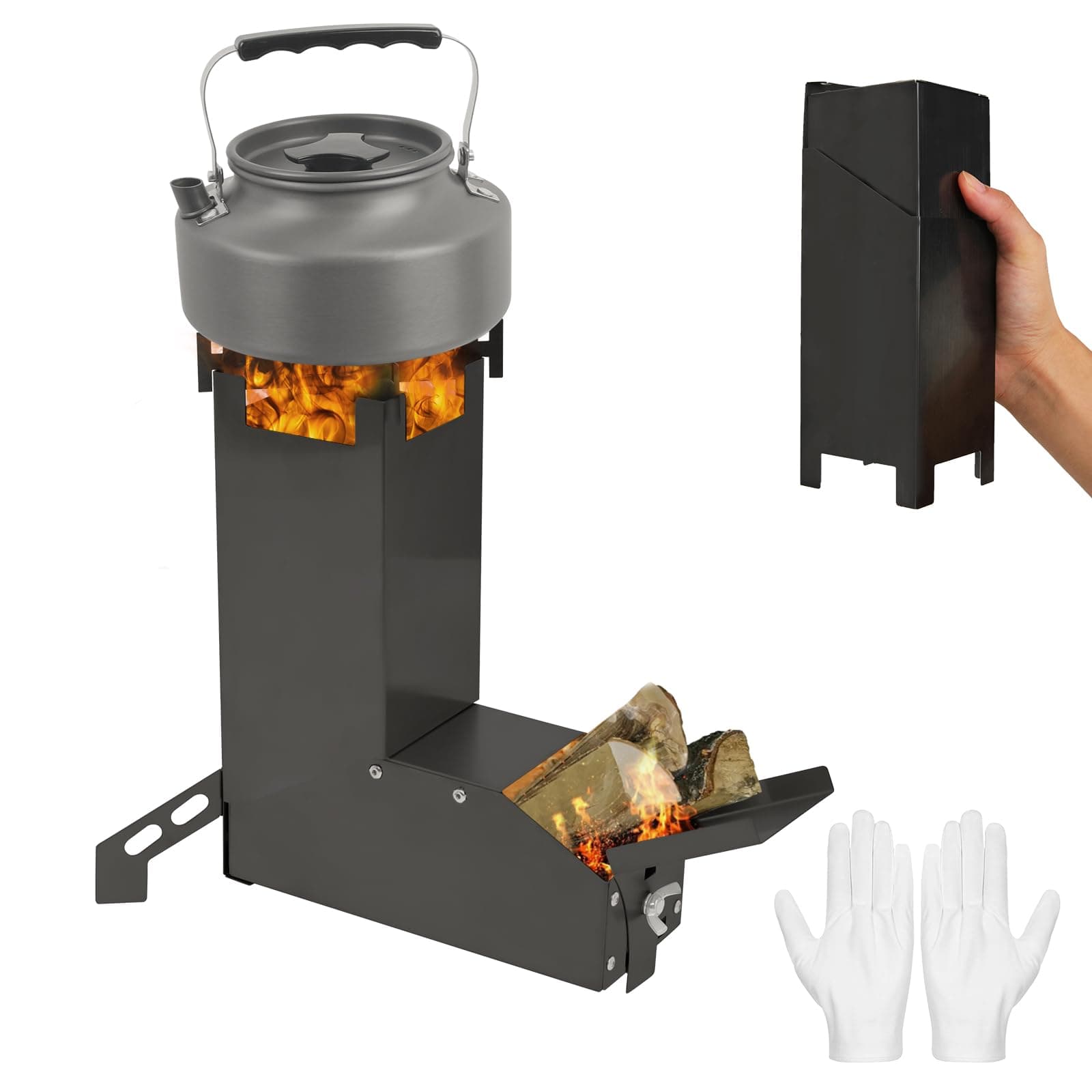 GEEKHOM Rocket Stove Portable Camping Stove Stainless Steel Folding Wood Burning Stove with Storage Bag, Gloves - Outdoor Cooking Essentials for Camp, Picnic, Hunting, Fishing, BBQ on Amazon.ae - Price Tracker
