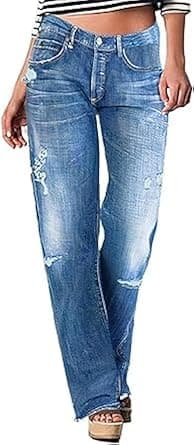 Jeans for Women Low Waist Wash Bootcut Jeans Without Belt Trendy on Amazon.ae - Price Tracker