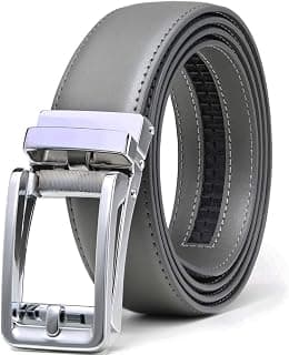 Founders & C Men's Leather Ratchet Comfort Click Belt Dress with Slide Buckle -Adjustable Trim to Fit - Best Deal Finder