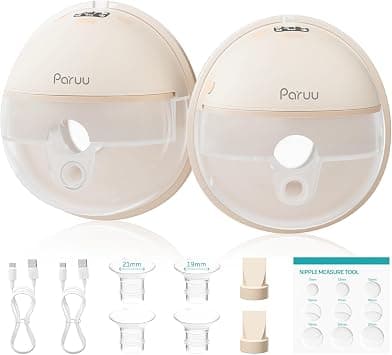 Paruu Hands Free Breast Pump P16, Wearable Breast Pump Electirc Portable with 4 Modes & 12 Levels, Max 309mmHg Strong Suction 19/21/24mm Flange Inserts Wearable Breastfeeding Pump, 2 Pack（Nude on Amazon.ae - Price Tracker