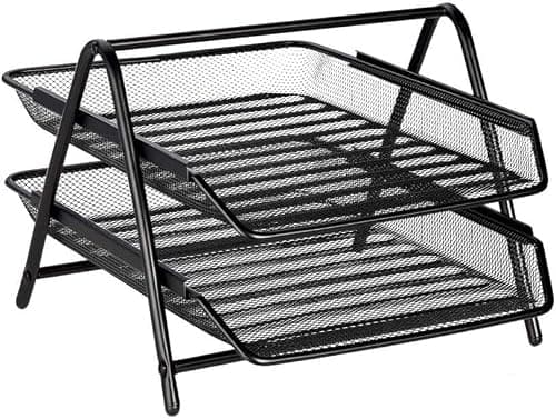 MOMENT 2-Tier Paper Tray Desk Document Organizer Holder, Metal Mesh Letter Tray Slide Out Non-Slip 2 Layer File Storage for Office Desktop, Fits A4 Letter Size Paper and Notebooks (Black) على Amazon.ae - متتبع الأسعار