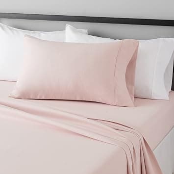 Amazon Basics Lightweight Super Soft Easy Care Microfiber Bed Sheet Set with 14” Deep Pockets - Twin XL, Blush Pink - متتبع أسعار Amazon.sa