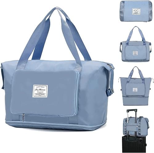 SUDEAUO Large Capacity Folding Travel Tote Bag, Oxford Fabric Waterproof Lightweight Foldable Travel Duffel Bag, Portable Expandable Travel Bag, Dry and Wet Separation Carry On Bag for Airplanes, Blue on Amazon - Best Deal Finder