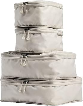 ANTLER - Compression Packing Cubes for Travel, Luggage Organiser for Suitcases or Bags, Travel Accessories, Set of 4, Taupe - Best Deal Finder