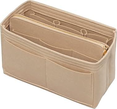 Purse Organizer Insert with Zipper Felt Bag Organizer Handbag Organizer Insert Bag In Bag Organizer with Key Chain for Tote Fits LV Speedy Neverfull Longchamp Rose XLarge (Small, Beige) on Amazon.ae - Price Tracker