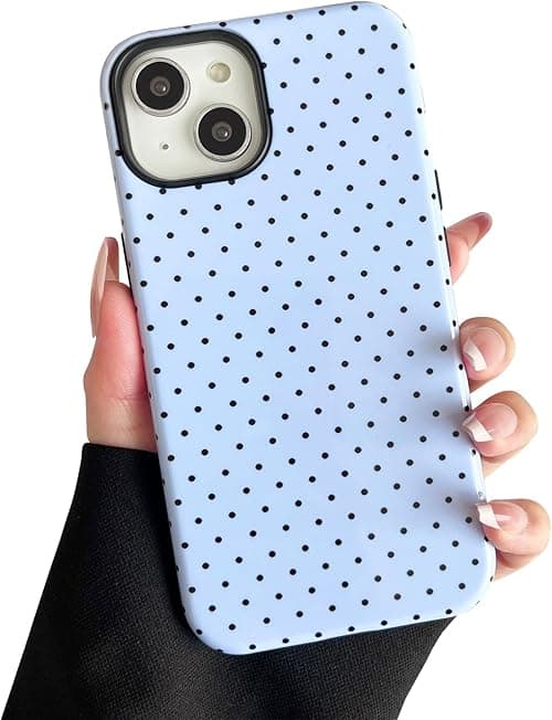 Compatible with iPhone 15 Case, Fashion Cute Polka Dot Pattern Aesthetic Design for Women, Soft TPU and Hard Back Shockproof Phone Case for iPhone 15 6.1 inch, Blue on Amazon.ae - Price Tracker