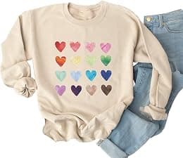 Ykomow Long Sleeve Valentines Shirts Women Plaid Love Heart Valentine's Sweatshirts Blouse Tops - Best Deal Finder
