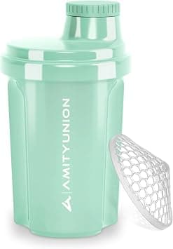 Protein Shaker 300 ml "Heaven" Leak-Proof, BPA-Free with Click-In Strainer & Scale for Creamy Whey Shakes, Gym Fitness Cup for Isolates & Sports Concentrates, Protein Shaker, Original in Mint Blue على Amazon.ae - متتبع الأسعار