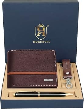 HORNBULL Denial Men's Leather Wallet Gift Set, Brown, Casual على Amazon.ae - متتبع الأسعار
